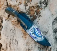 Нож Путник из мозаичной дамасской стали